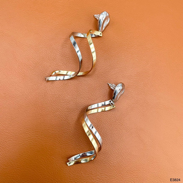 Curly Two Tone Layer 18K Gold Silver Anti Tarnish Dangler Tassel Earring For Women Main image