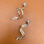 Curly Two Tone Layer 18K Gold Silver Anti Tarnish Dangler Tassel Earring For Women