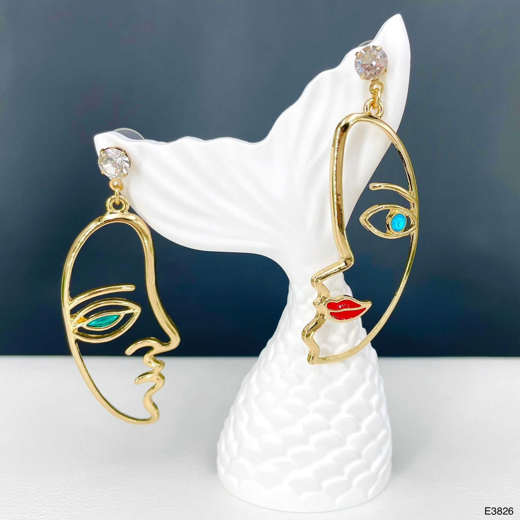Dual Face CZ Enamel Multi 18K Gold Anti Tarnish Dangler Earring Bulk Main image