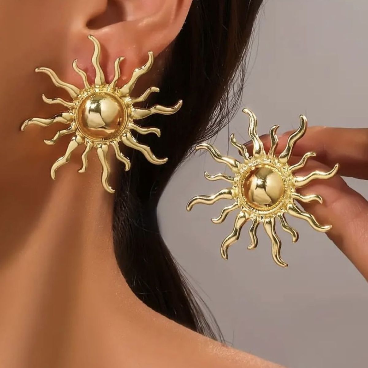 Sun 18K Gold Anti Tarnish Stud Earring For Women Bulk