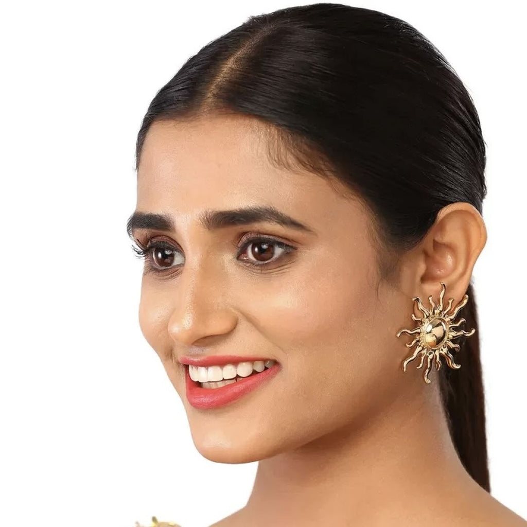 Sun 18K Gold Anti Tarnish Stud Earring For Women Bulk
