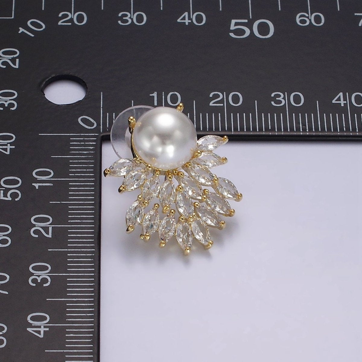Marquise CZ Pearl White 18K Gold Anti Tarnish Stud Earring Bulk