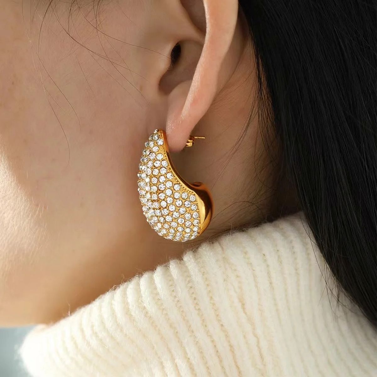 Paisley 18K Gold Pearl Anti Tarnish Stud Earring For Women Bulk