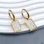 Rectangle White Gold Enamel Stainless Steel Hoop Dangler Earring Bulk