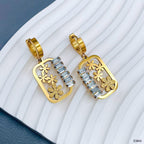 Baguette Flower Frame 18K Gold CZ Stainless Steel Dangler Earring Bulk