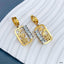 Baguette Flower Frame 18K Gold CZ Stainless Steel Dangler Earring Bulk