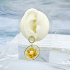 Lotus Flower 18K Gold CZ Pearl Anti Tarnish Dangler Earring Bulk