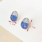 Oval Blue Silver Cubic Zirconia Crystal Anti Tarnish Stud Earring Bulk