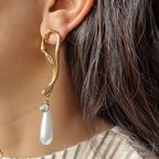 Drop Pearl White 18K Gold CZ Anti Tarnish Dangler Earring Bulk