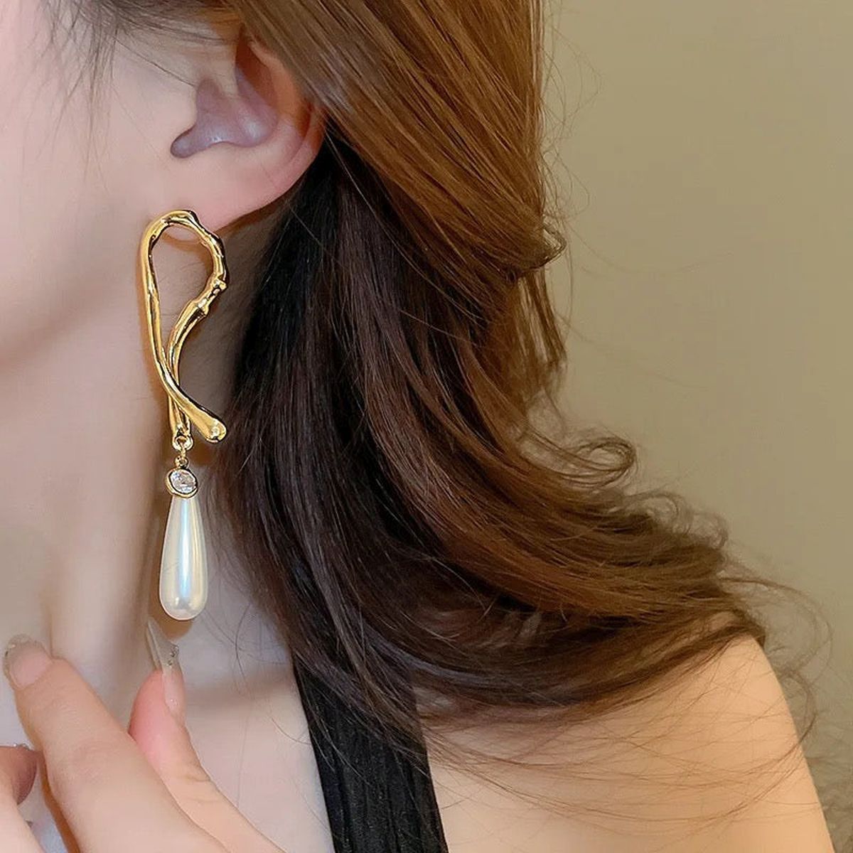Drop Pearl White 18K Gold CZ Anti Tarnish Dangler Earring Bulk