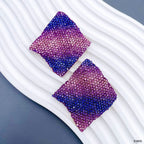 Rhombus Wave Pink 18K Gold CZ Anti Tarnish Stud Earring Bulk