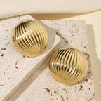 Half Round 18K Gold Anti Tarnish Stud Earring For Women Bulk