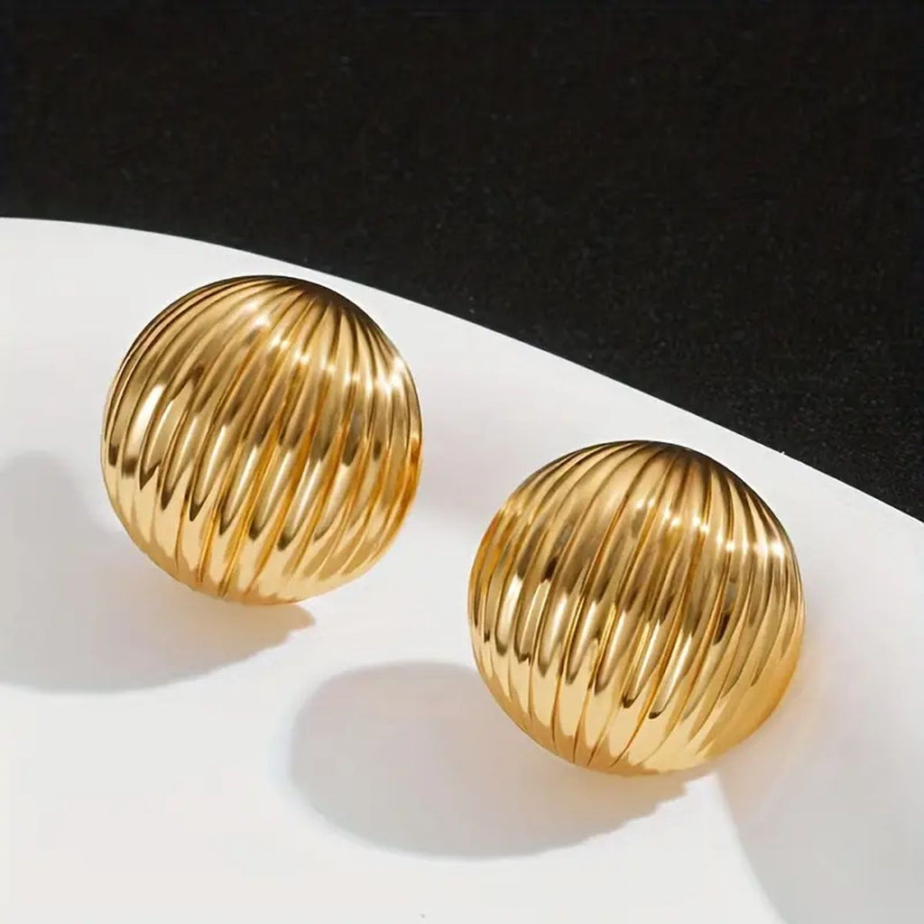 Half Round 18K Gold Anti Tarnish Stud Earring For Women Bulk
