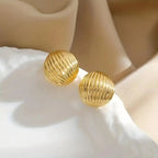 Half Round 18K Gold Anti Tarnish Stud Earring For Women Bulk