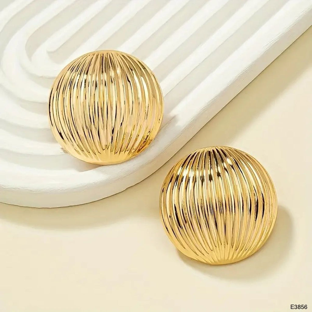 Half Round 18K Gold Anti Tarnish Stud Earring For Women Bulk