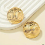 Half Round 18K Gold Anti Tarnish Stud Earring For Women Bulk