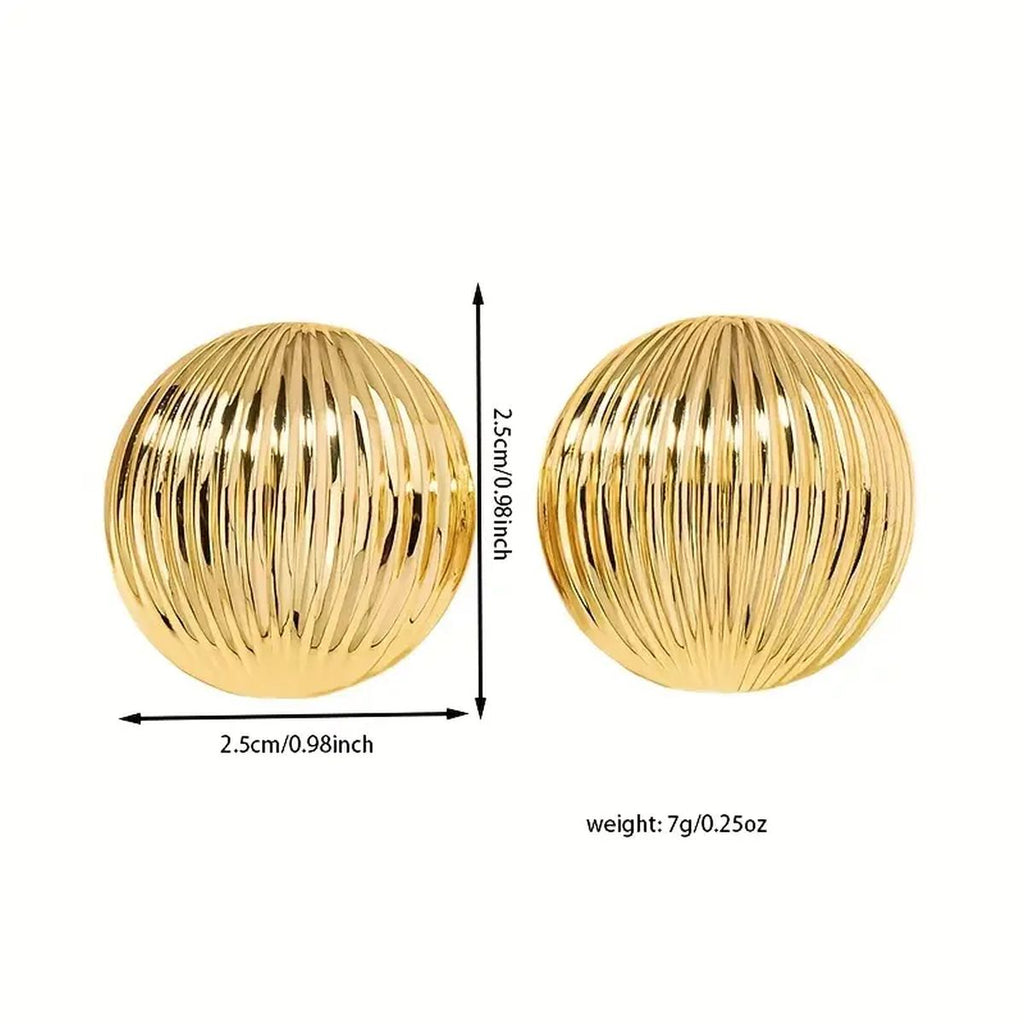 Half Round 18K Gold Anti Tarnish Stud Earring For Women Bulk