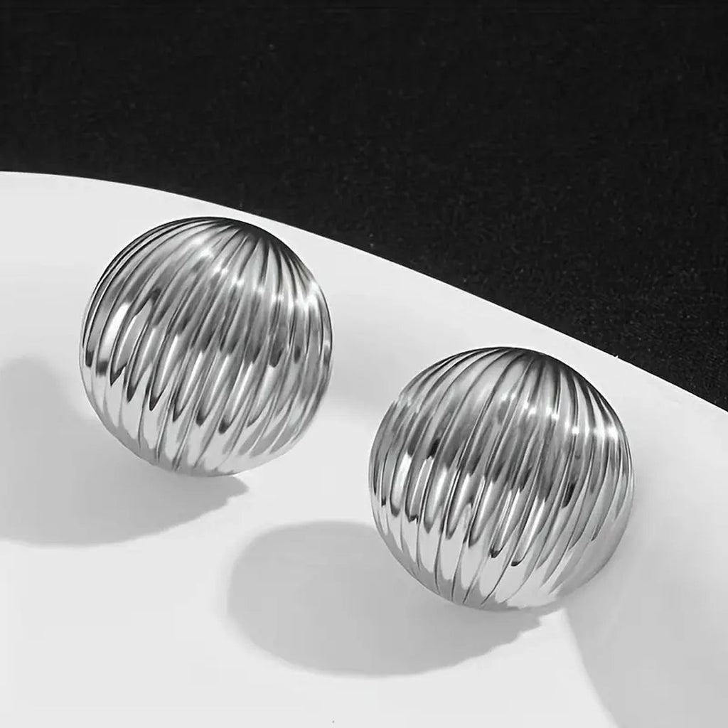 Half Round 18K Gold Anti Tarnish Stud Earring For Women Bulk