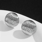 Half Round 18K Gold Anti Tarnish Stud Earring For Women Bulk