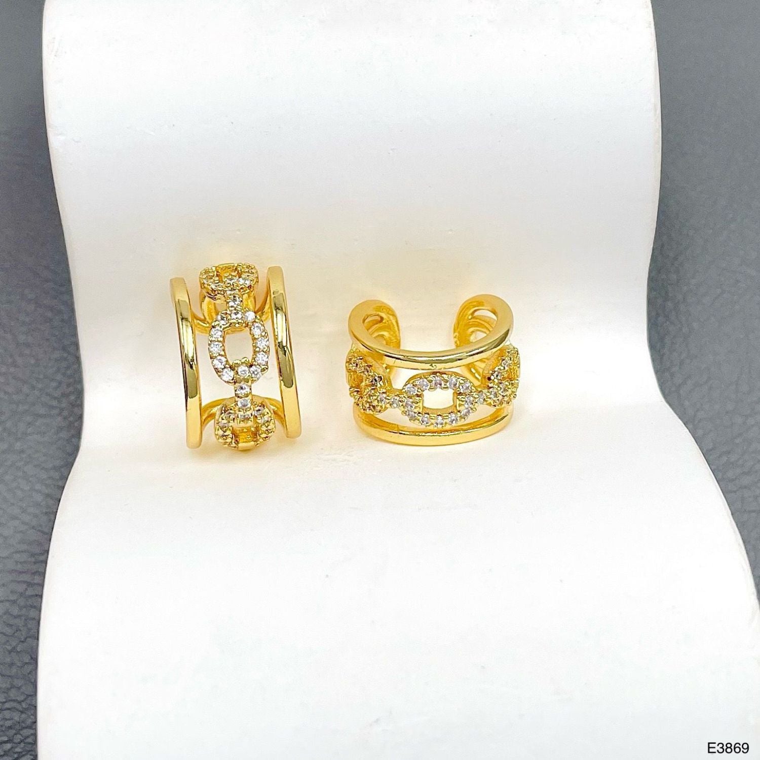 Joint Link 18K Gold CZ Anti Tarnish Ear Cuff Stud Earring Bulk Main image
