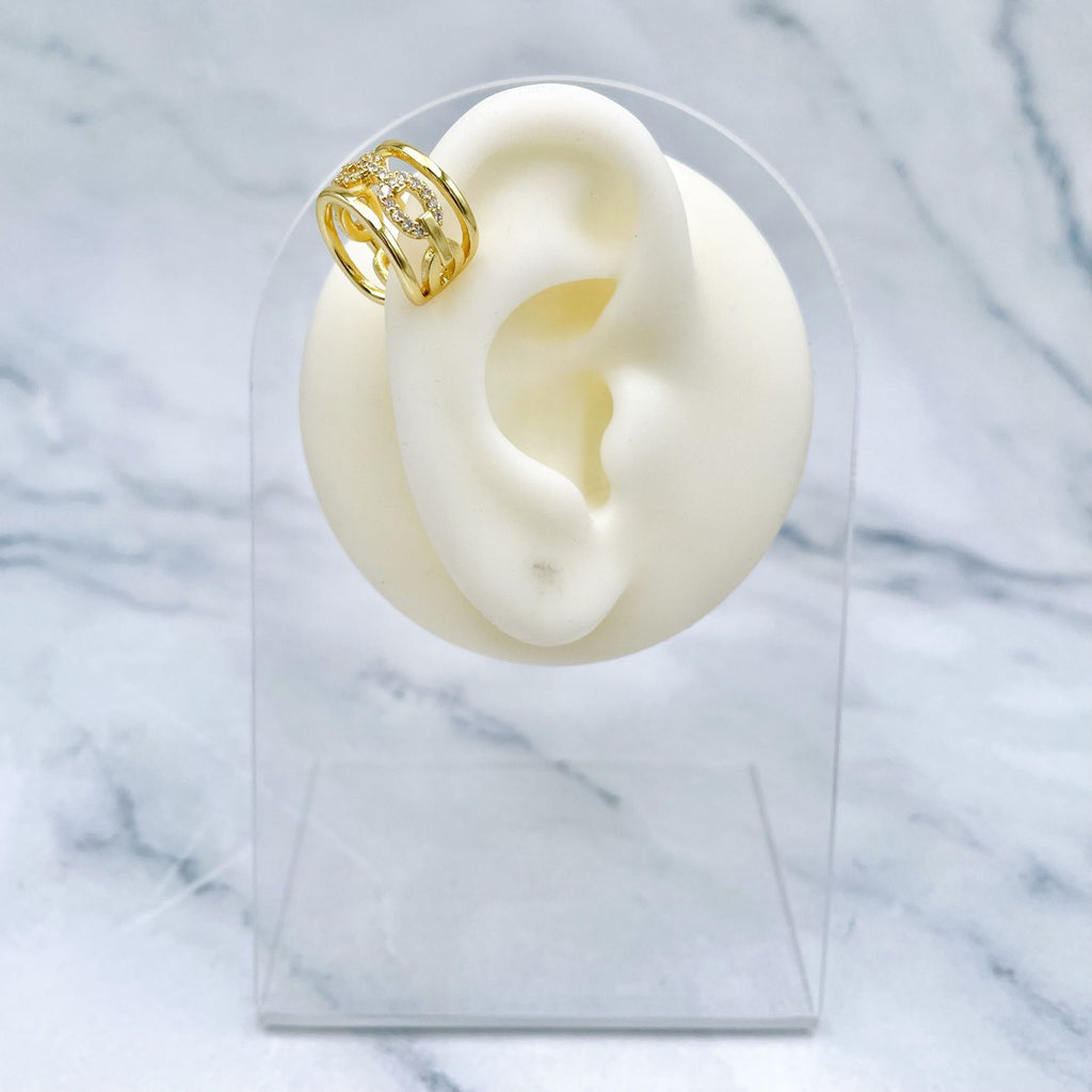 Joint Link 18K Gold CZ Anti Tarnish Ear Cuff Stud Earring Bulk