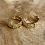 Rainbow Crystal CZ Multicolor 18K Gold Anti Tarnish Hoop Earring Bulk