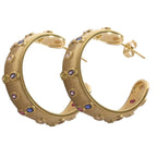 Rainbow Crystal CZ Multicolor 18K Gold Anti Tarnish Hoop Earring Bulk