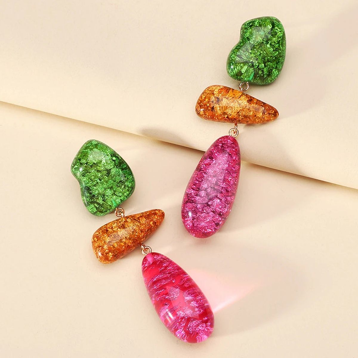 Geometric Shape Multi 18K Gold Anti Tarnish Dangler Drop Earring Bulk