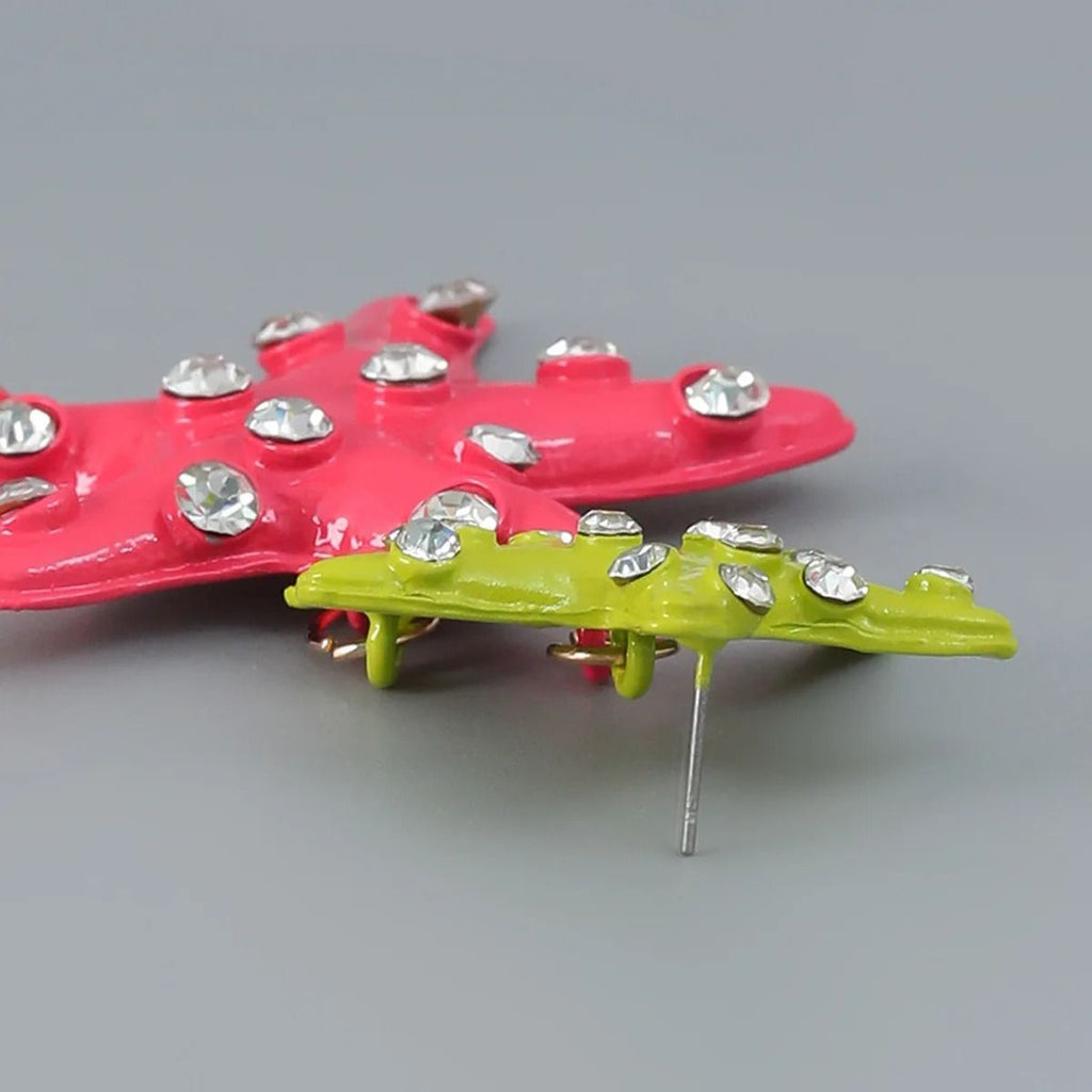 Big Star CZ Enamel Pink Multicolour Silver Dangler Earring Bulk