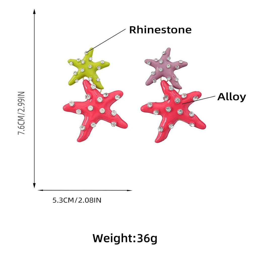Big Star CZ Enamel Pink Multicolour Silver Dangler Earring Bulk