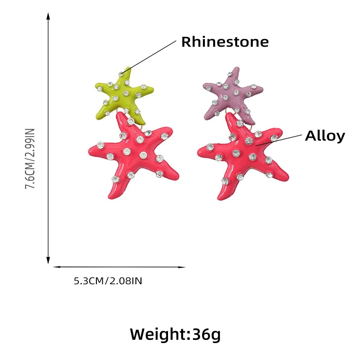 Big Star CZ Enamel Pink Multicolour Silver Dangler Earring Bulk