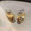 Two Tone Dual Paisley 18K Gold Silver Anti Tarnish Stud Earring Bulk