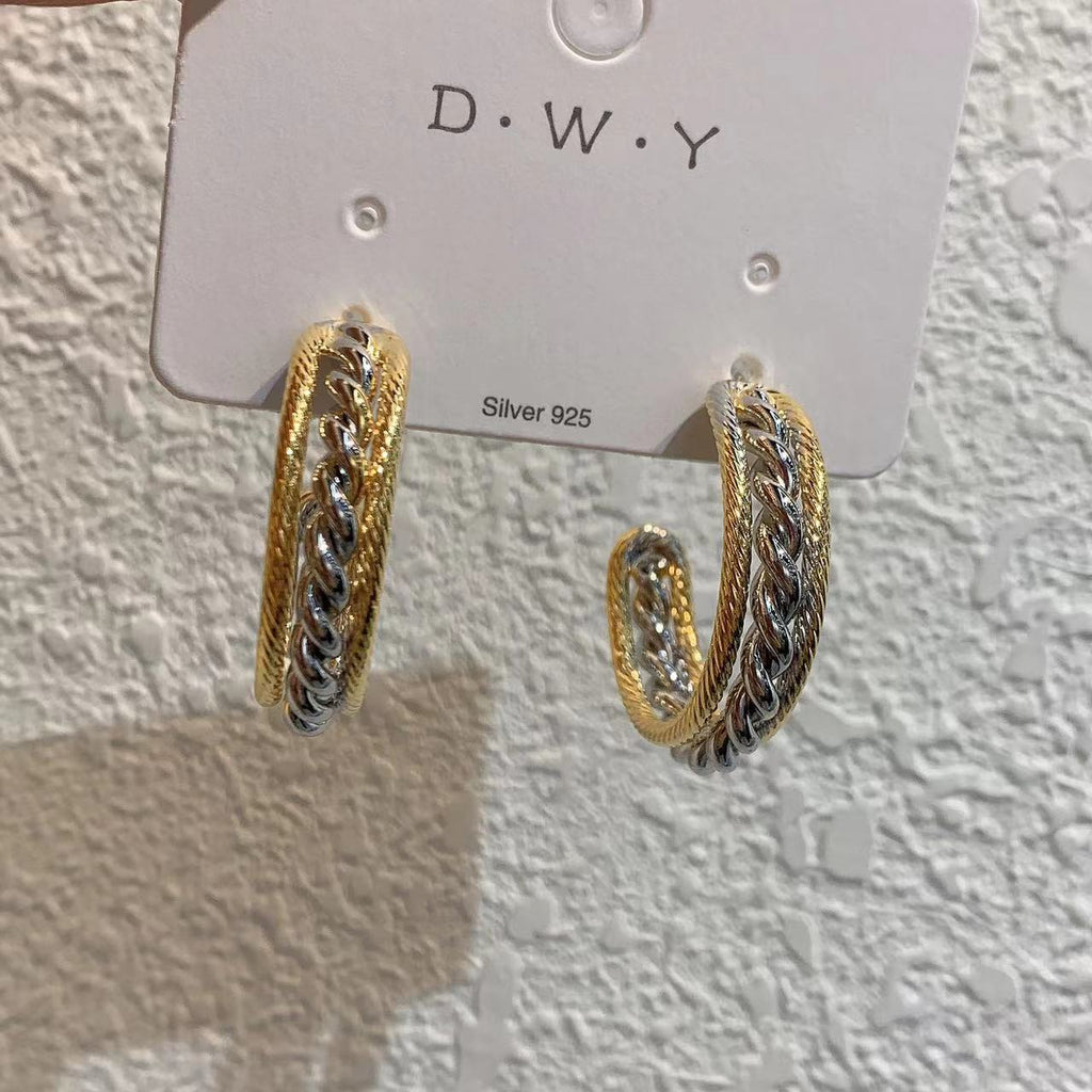 Rope 18K Gold Silver Anti Tarnish Hoop Earring For Women Bulk
