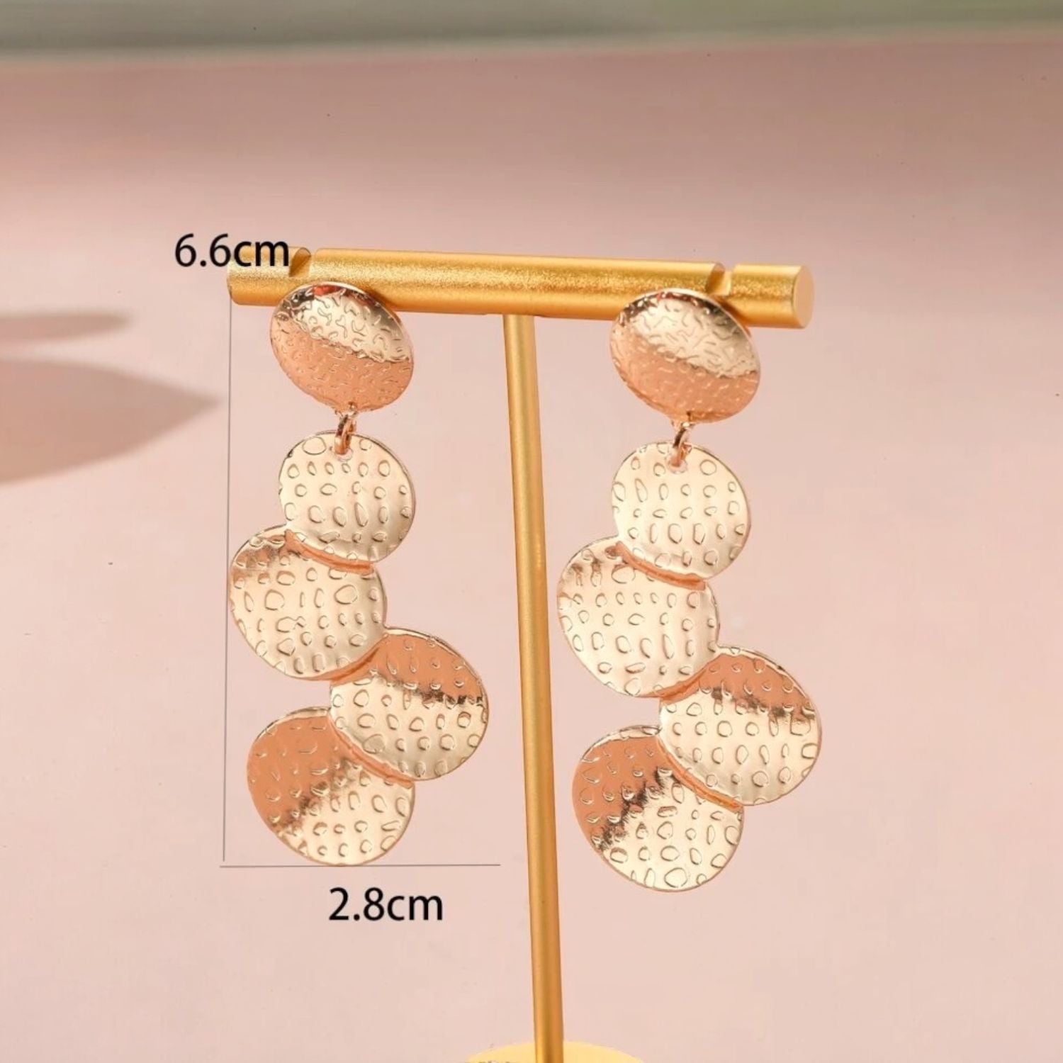 Dented Disc 18K Gold Anti Tarnish Dangler Earring For Women Bulk