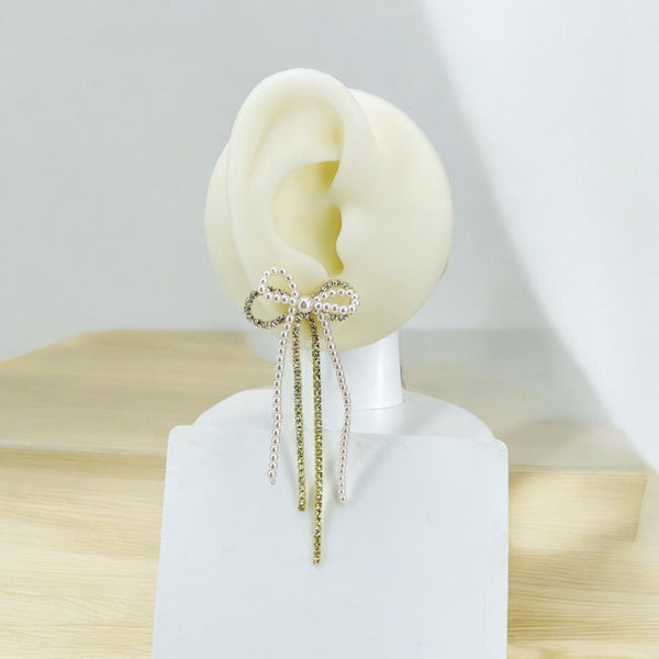 Rabin 18K Gold CZ Pearl Anti Tarnish Tassel Dangler Earring Bulk Secondary image