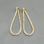 Baguette Cut Chain Gold CZ Anti Tarnish Dangler Tassel Earring Bulk