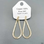 Baguette Cut Chain Gold CZ Anti Tarnish Dangler Tassel Earring Bulk