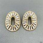 Baguette Oval 18K Gold Cubic Zirconia Anti Tarnish Stud Earring Bulk