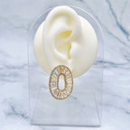 Baguette Oval 18K Gold Cubic Zirconia Anti Tarnish Stud Earring Bulk