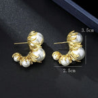 Simple White 18K Gold Pearl Anti Tarnish Hoop Earring For Women Bulk
