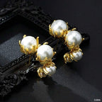 Simple White 18K Gold Pearl Anti Tarnish Hoop Earring For Women Bulk