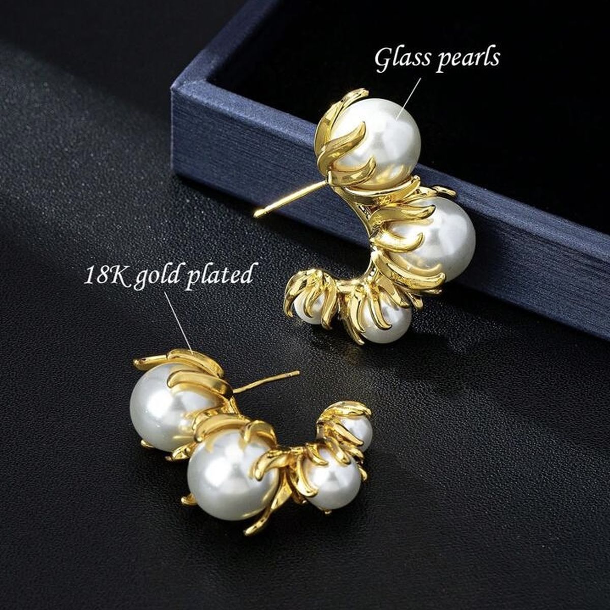 Simple White 18K Gold Pearl Anti Tarnish Hoop Earring For Women Bulk
