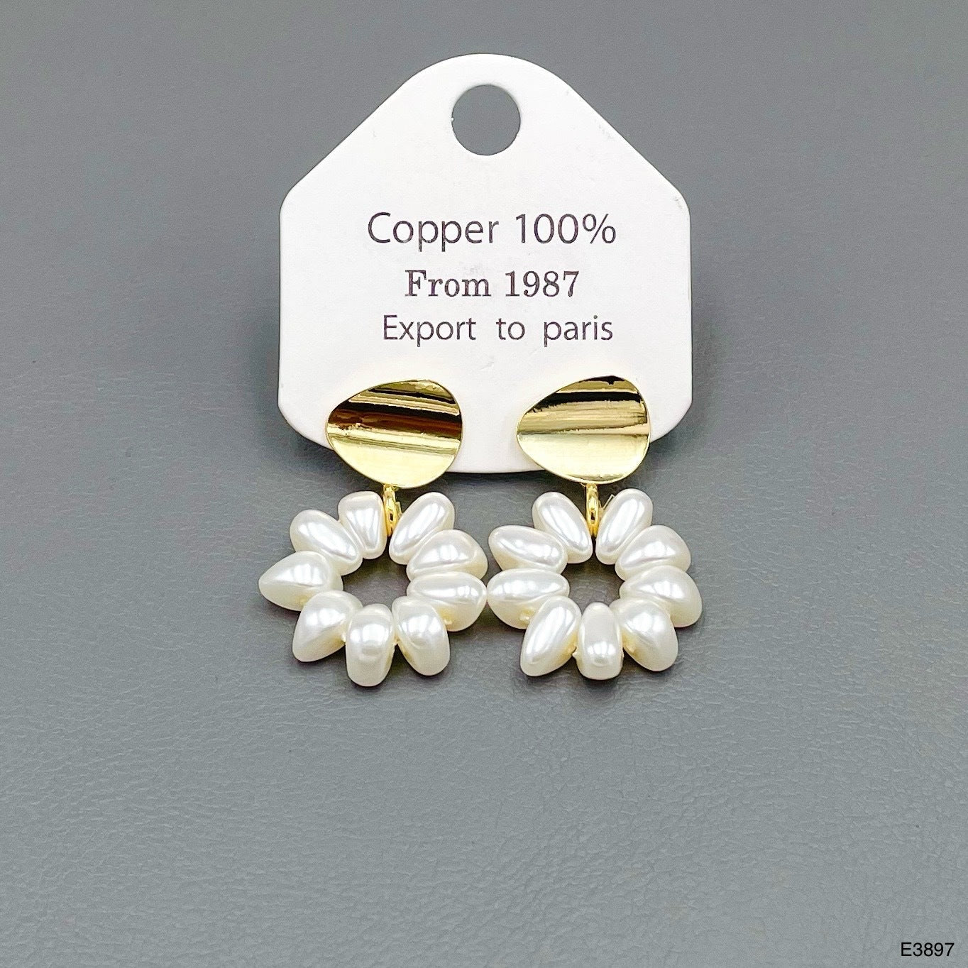 Flower White 18K Gold Pearl Anti Tarnish Dangler Drop Earring Bulk