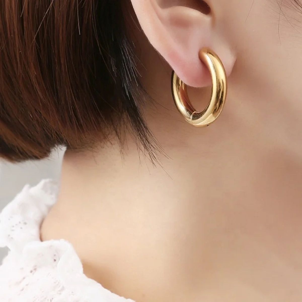 Solid 18K Gold Stainless Steel Hoop Earring For Women Bulk
