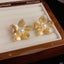 Leaf Rope Flower White 18K Gold Pearl Anti Tarnish Stud Earring Bulk