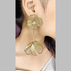 Flower Filigree CZ 18K Gold Anti Tarnish Tassel Dangler Earring Bulk