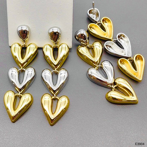 Two Tone Heart 18K Gold Silver Anti Tarnish Dangler Earring Women Bulk Main image
