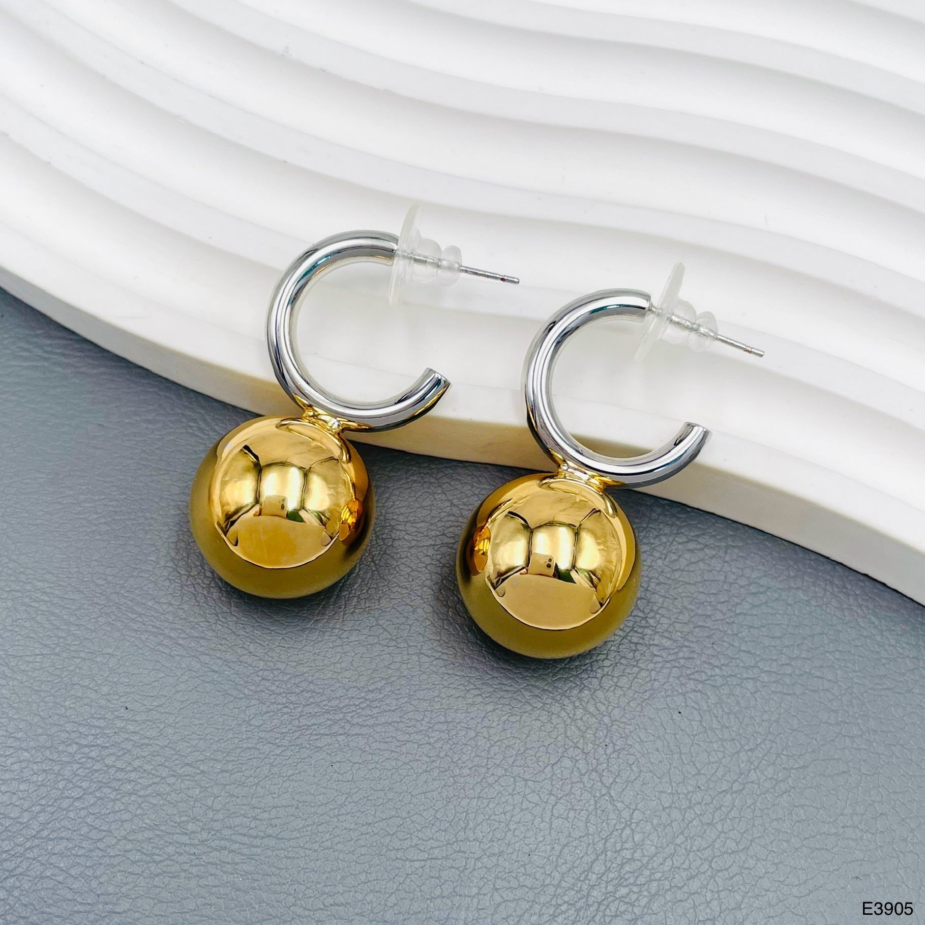 Ball 18K Gold Silver Anti Tarnish Hoop Drop Earring For Women Bulk Main image