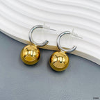 Ball 18K Gold Silver Anti Tarnish Hoop Drop Earring For Women Bulk