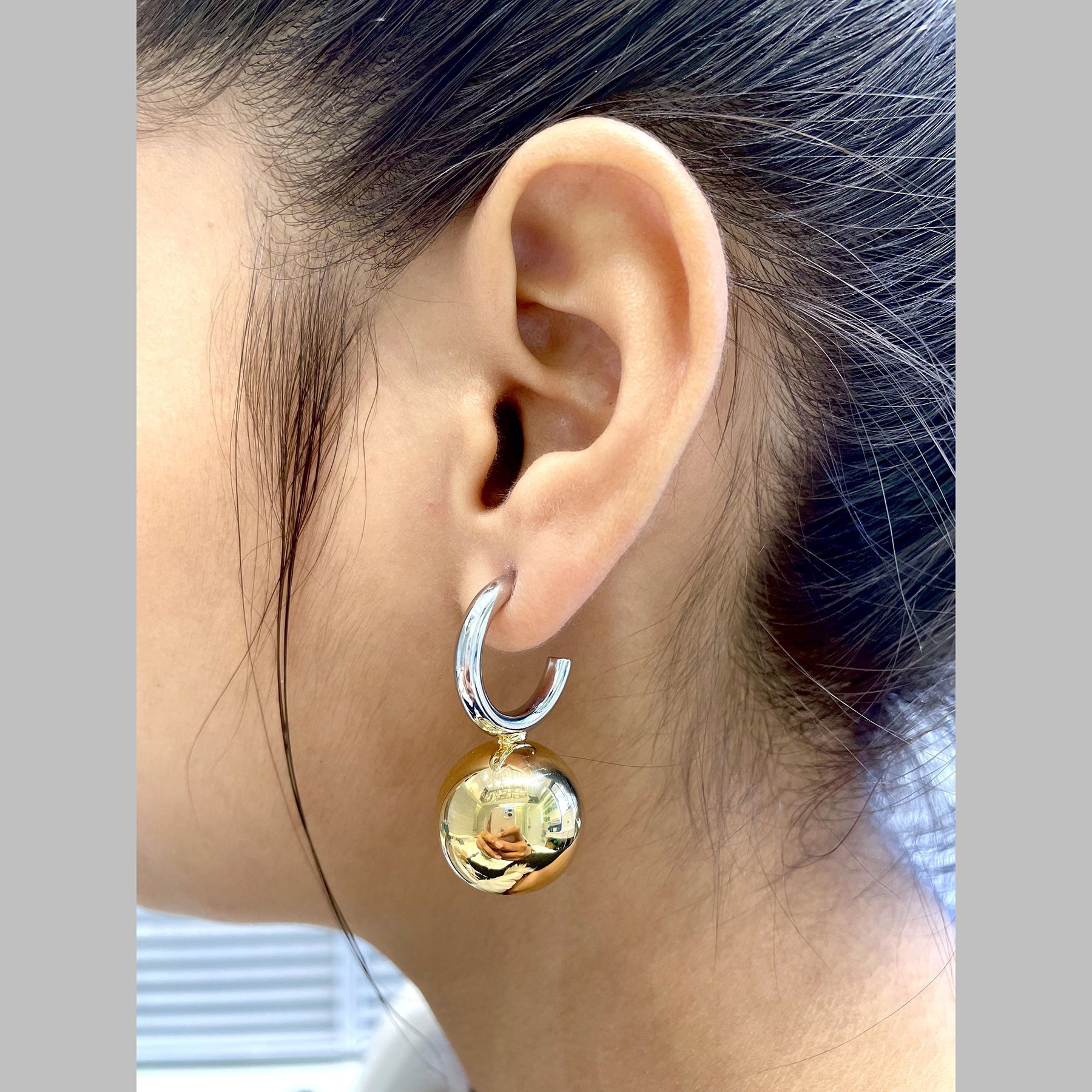 Ball 18K Gold Silver Anti Tarnish Hoop Drop Earring For Women Bulk